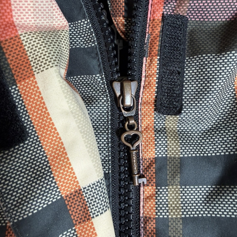 Roxy Women's Coat 5k Size Large Snowboarding White Pink Plaid - Picture 6 of 12